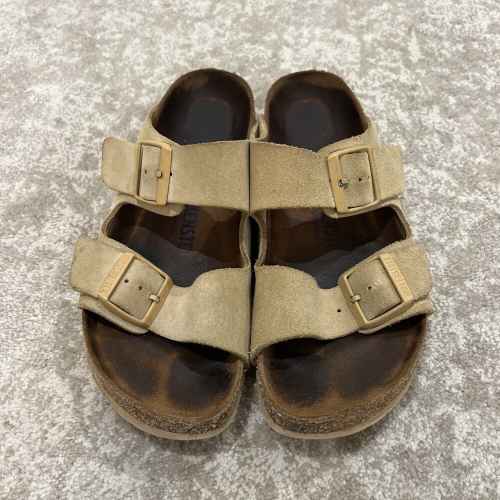 Birkenstock Arizona Sandals Womens 8 N EU 39 Beige Sand Suede Slides